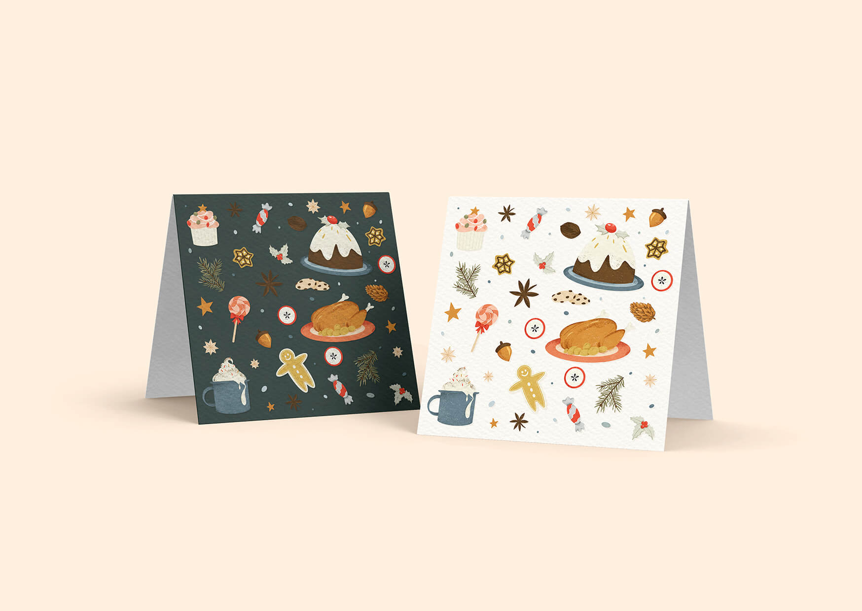 Square Christmas Cards, Iskra Tsoneva, Flickers and Lines Illustration