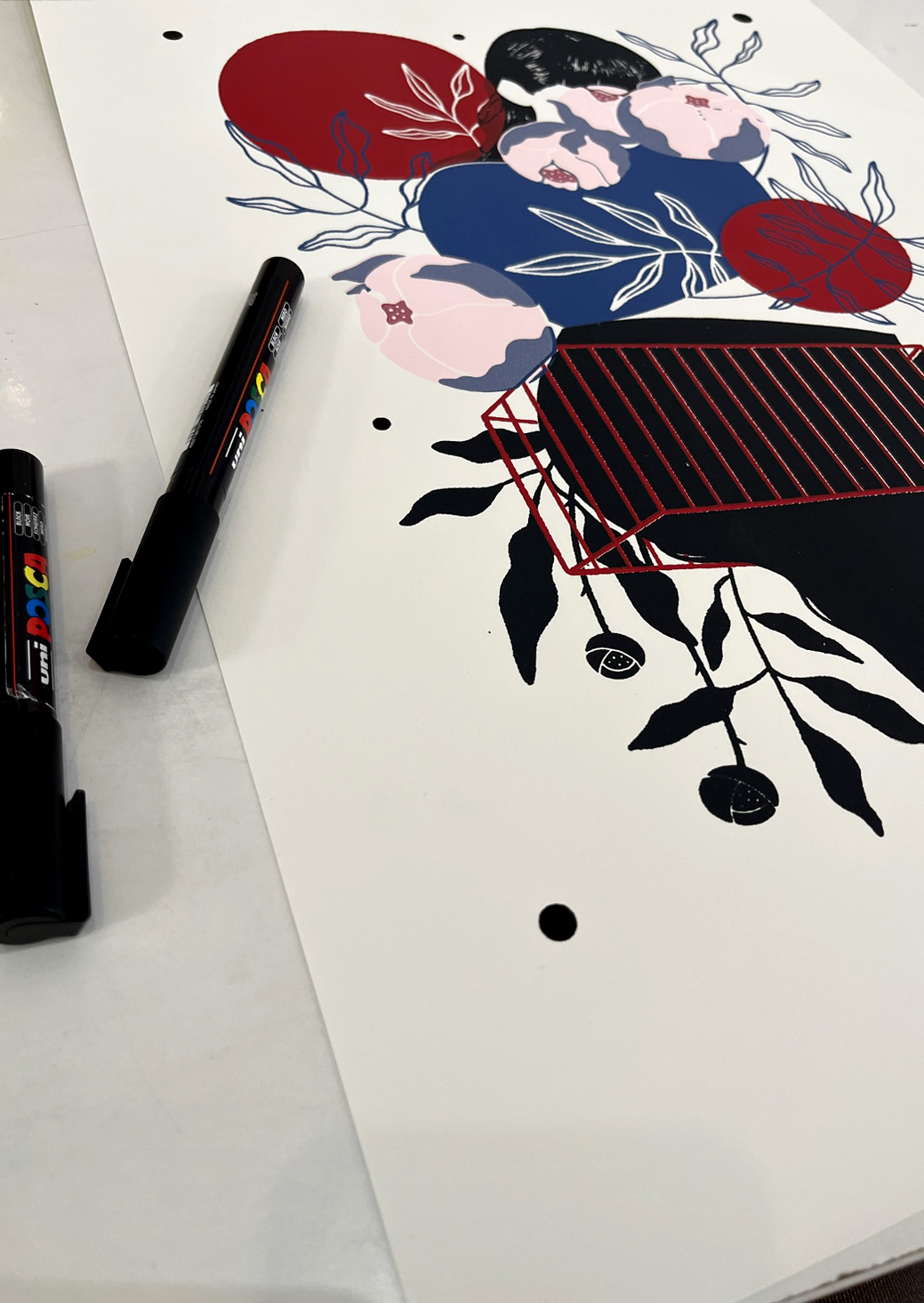 Reflections, Screen print, Iskra Tsoneva, Flickers and Lines Illustration