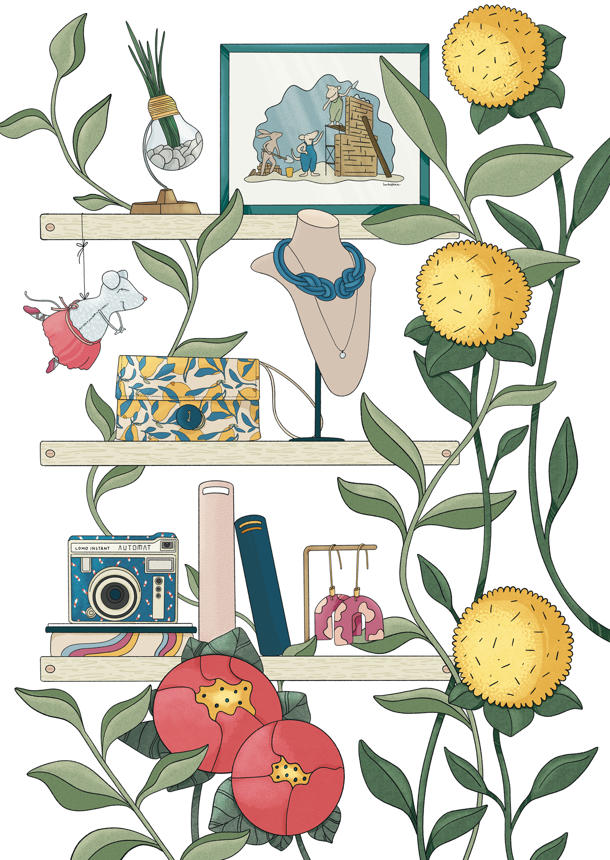 Magazinche.com Outdoor Branding Illustrations by Iskra Tsoneva, Flickers and Lines Illustration