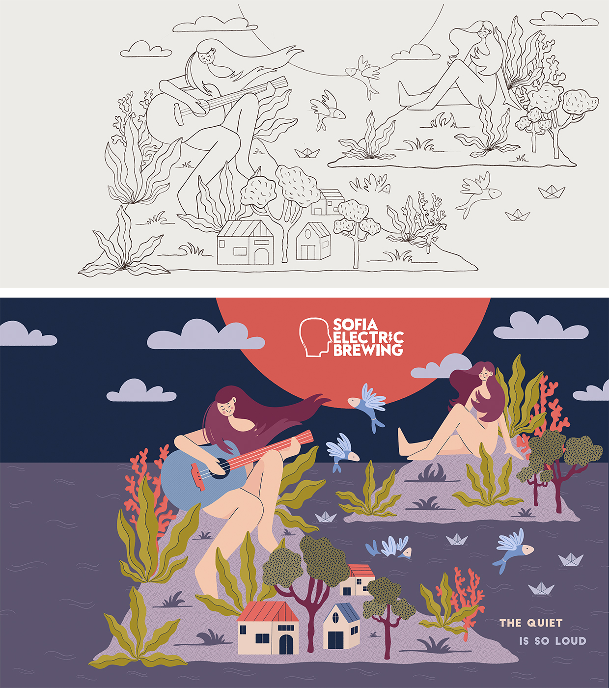 Sofia Electric Brewing Beer Can Illustration by Iskra Tsoneva, Flickers and Lines Illustration