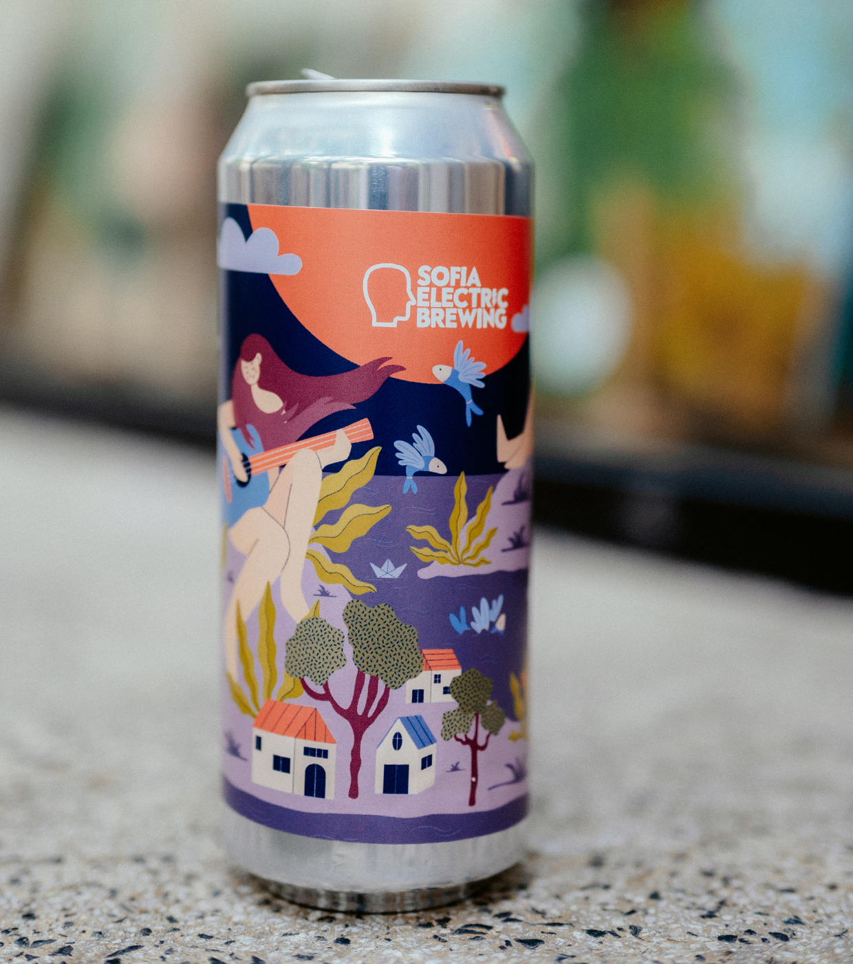 Sofia Electric Brewing Beer Can Illustration by Iskra Tsoneva, Flickers and Lines Illustration