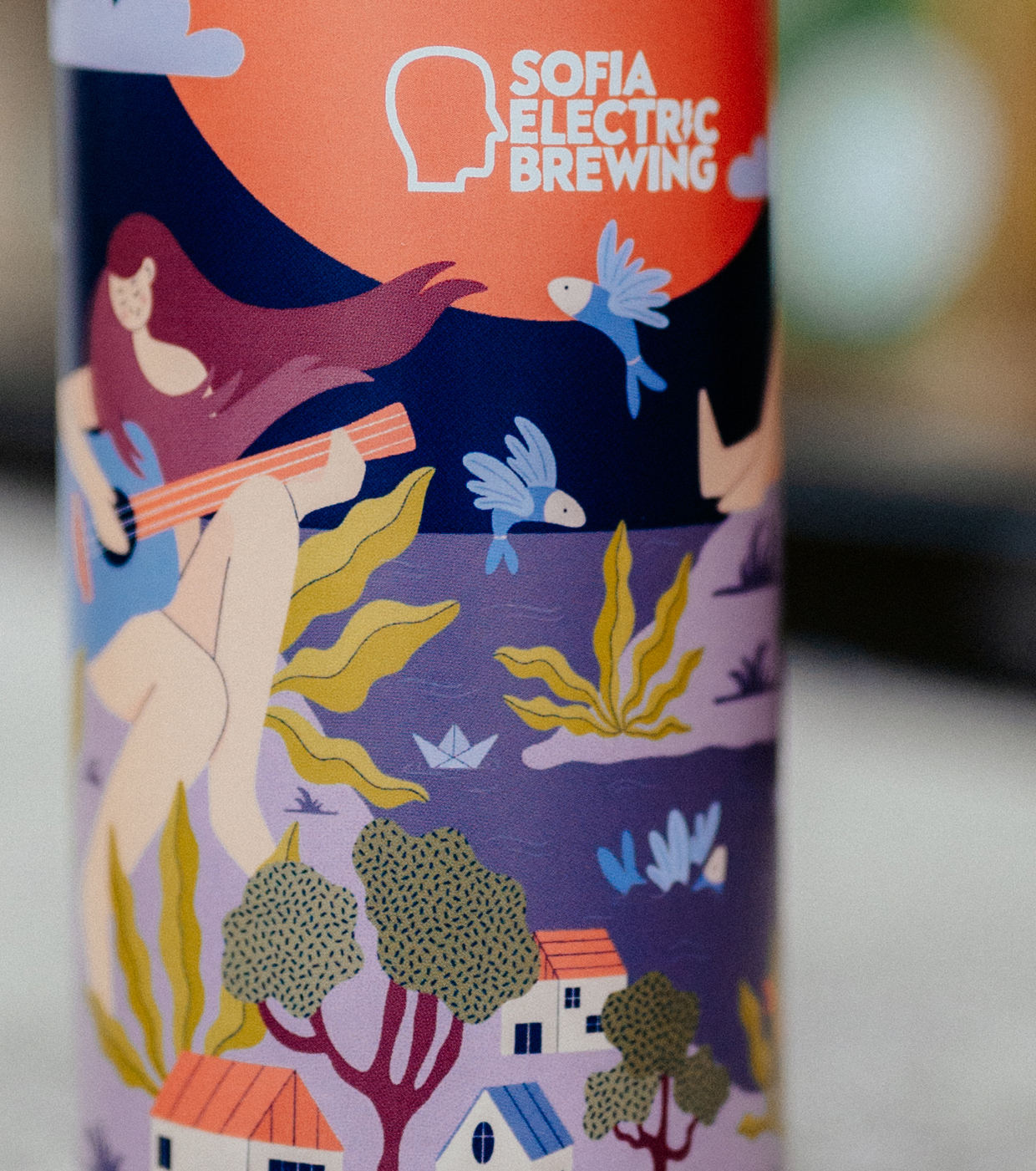 Sofia Electric Brewing Beer Can Illustration by Iskra Tsoneva, Flickers and Lines Illustration