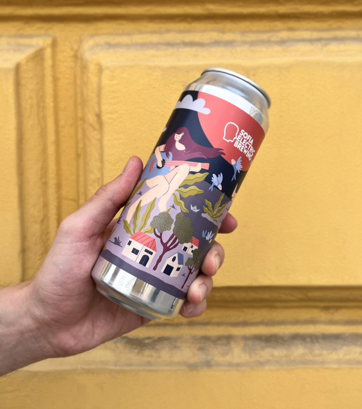 Sofia Electric Brewing Beer Can Illustration by Iskra Tsoneva, Flickers and Lines Illustration